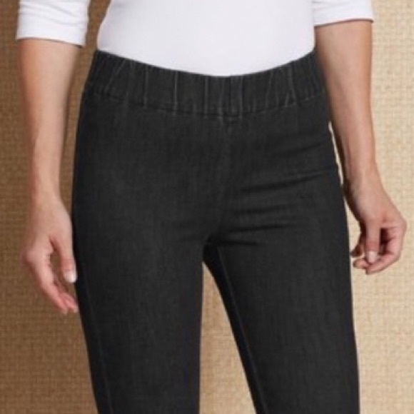 Faded Black “”Metro” Pull On Slim Leg Jeans • Tall { Soft Surroundings } - Picture 2 of 10